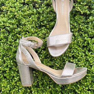 Wedding Gold block Heels - bridesmaid friendly!